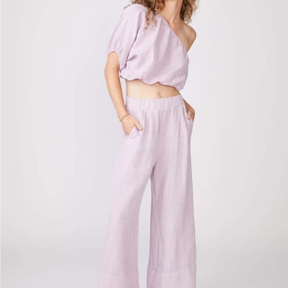 STATESIDE Women Linen Wide Leg Pant White Size Small - Picture 1 of 9